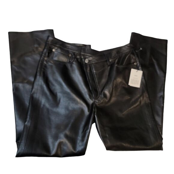 AGOLDE Revolve NWT Recycled Leather Criss Cross Straight Pants  size 32 - Picture 1 of 11